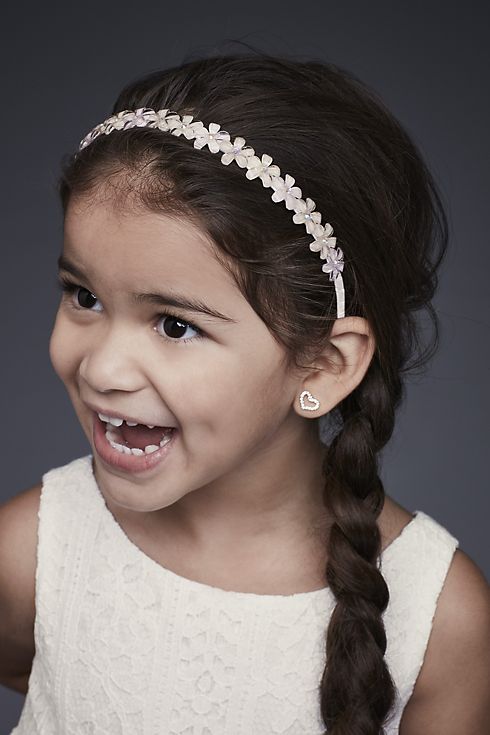 Blooming Flower Girl Headband with Crystal Centers Image