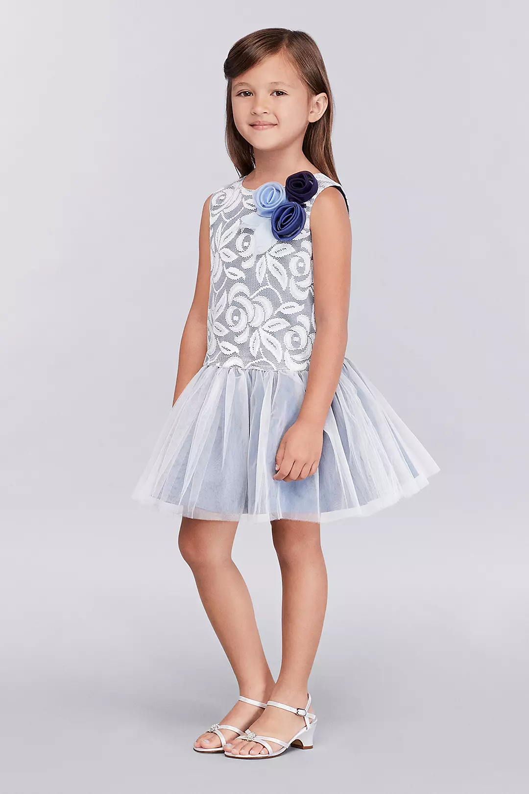 Lace Girls Dress with Tulle Skirt Image
