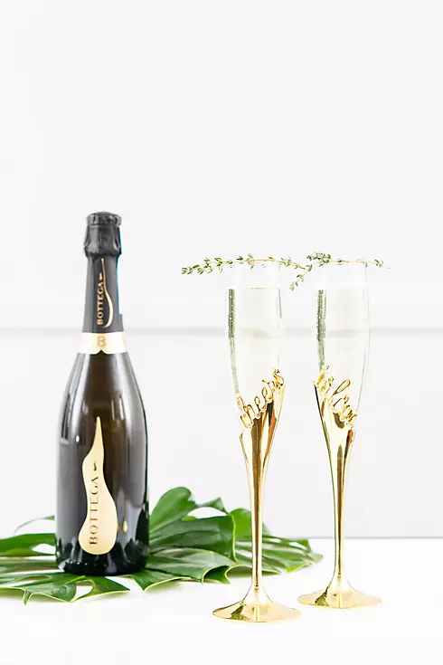 Cheers to Love Gold Champagne Glass Set Image 3