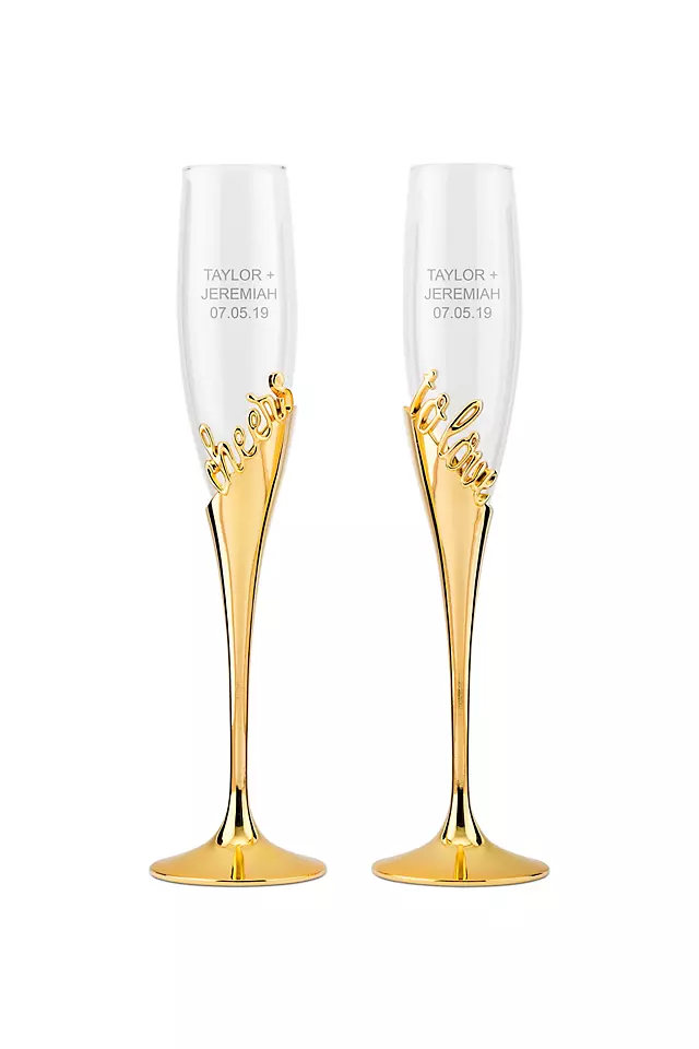 Cheers to Love Gold Champagne Glass Set Image