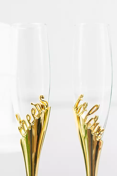 Cheers to Love Gold Champagne Glass Set Image 4