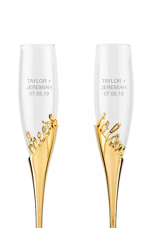 Cheers to Love Gold Champagne Glass Set Image 2