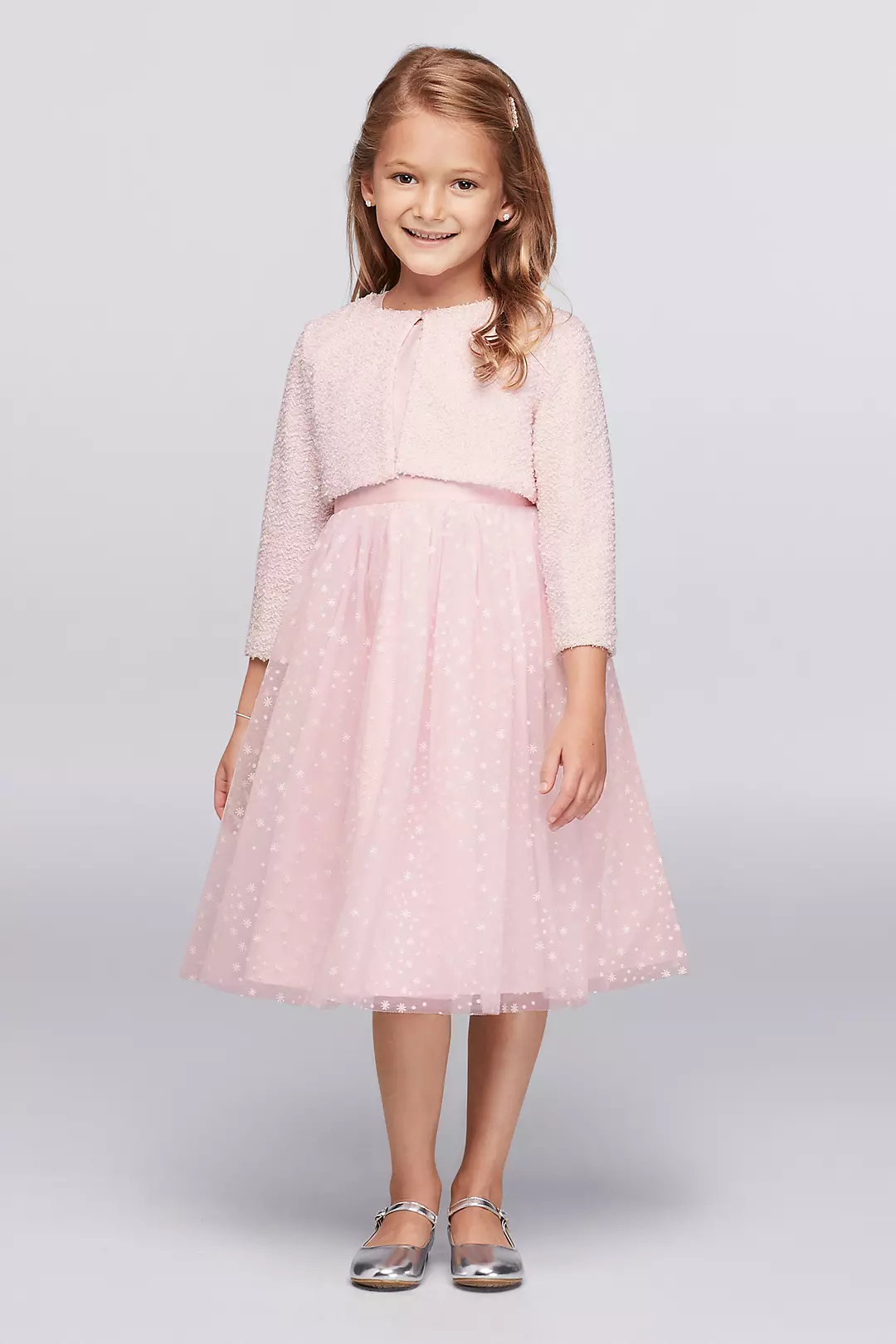 Snowflake Tulle Dress with Fuzzy Cardigan Image