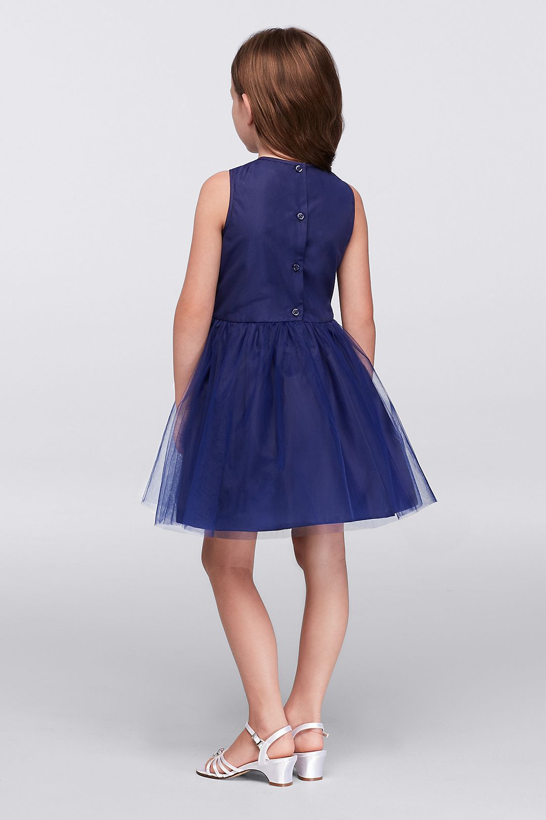 Sequin and Tulle Party Dress with Flower Applique Image 2