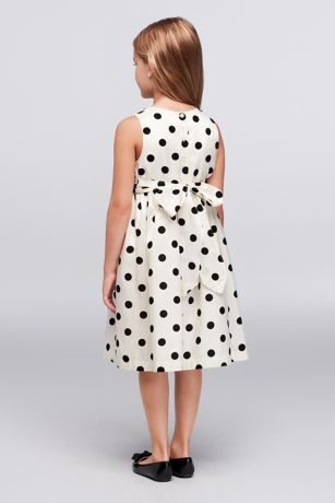Polka Dot Satin Party Dress with Flower Accent | David's Bridal