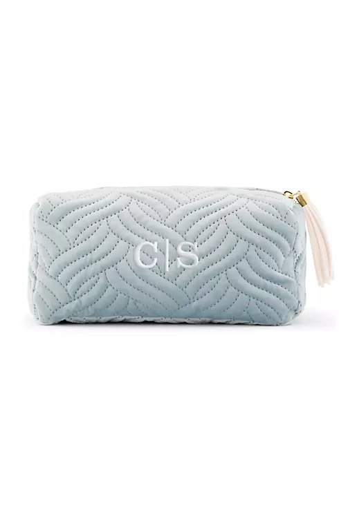 Personalized Quilted Velvet Makeup Bag Image 1