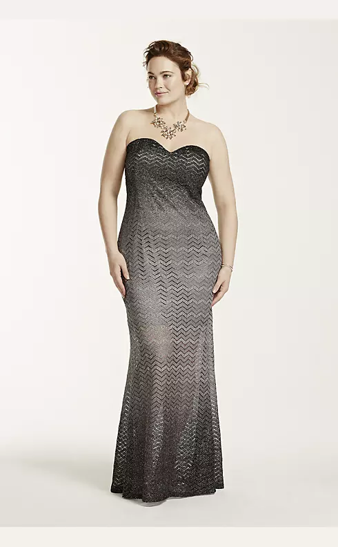 Strapless Chevron Ombre Glitter Dress Image 1