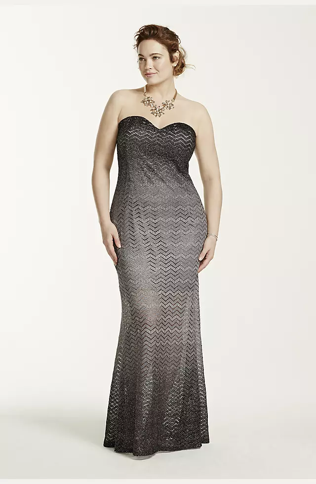 Strapless Chevron Ombre Glitter Dress Image