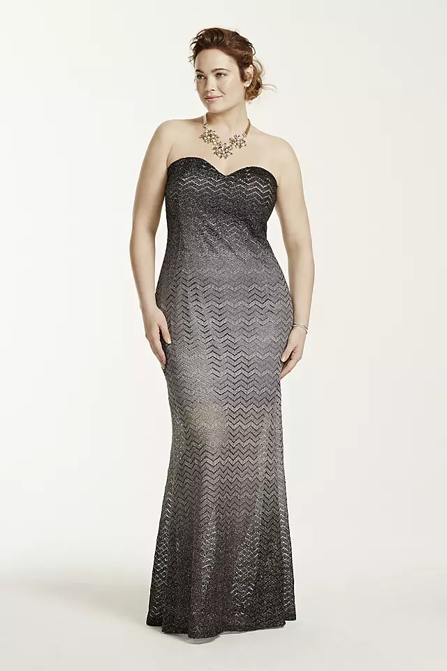 Strapless Chevron Ombre Glitter Dress Image