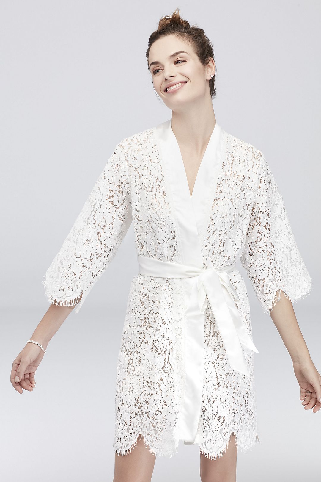 White Bridal Lace Robe Image