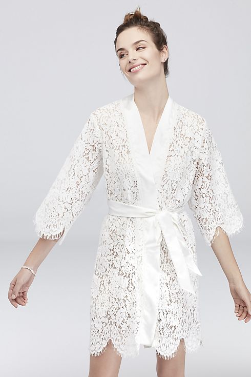 White Bridal Lace Robe Image 1