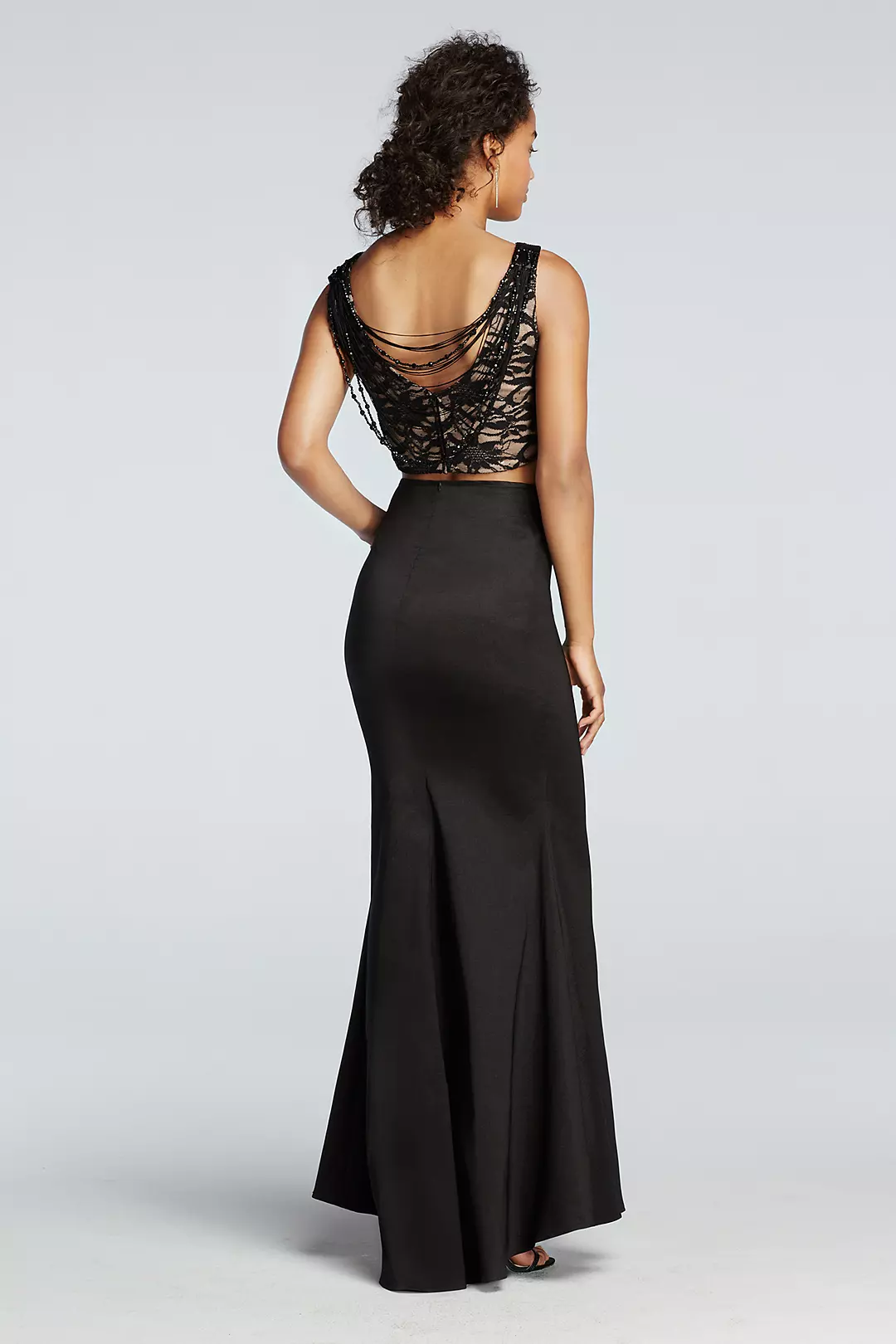 Two Piece Prom Dress with Beaded Back Decoration Image 2