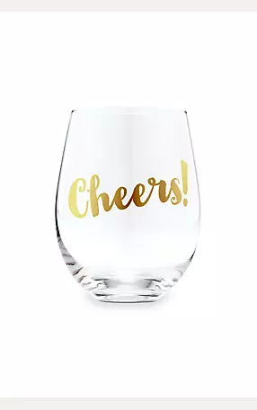 Wedding Party Stemless Cheers Toasting Wine Glass Image 1