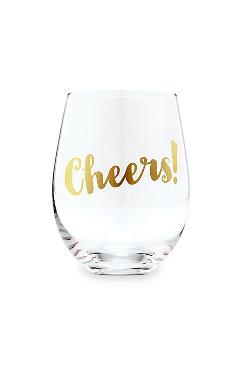 Wedding Party Stemless Cheers Toasting Wine Glass Image 1