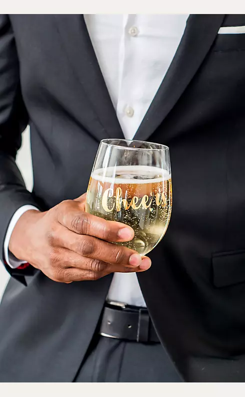 Wedding Party Stemless Cheers Toasting Wine Glass Image 2