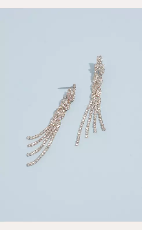 Braided Rhinestone Fringe Earrings Image 1