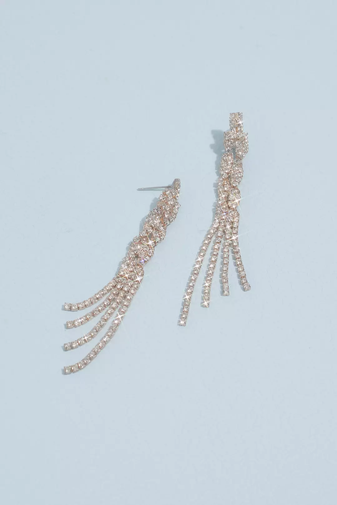 Braided Rhinestone Fringe Earrings Image
