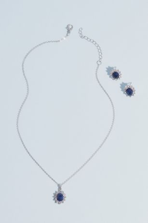 Crystal Burst Gemstone Necklace and Earrings Set