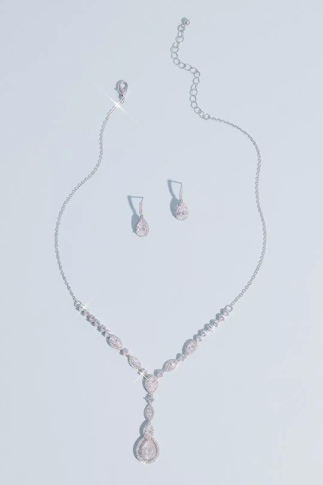 Teardrop Cut Pendant Necklace and Earring Set Image