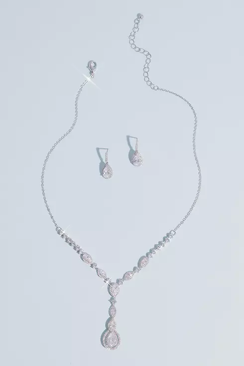 Teardrop Cut Pendant Necklace and Earring Set Image 1
