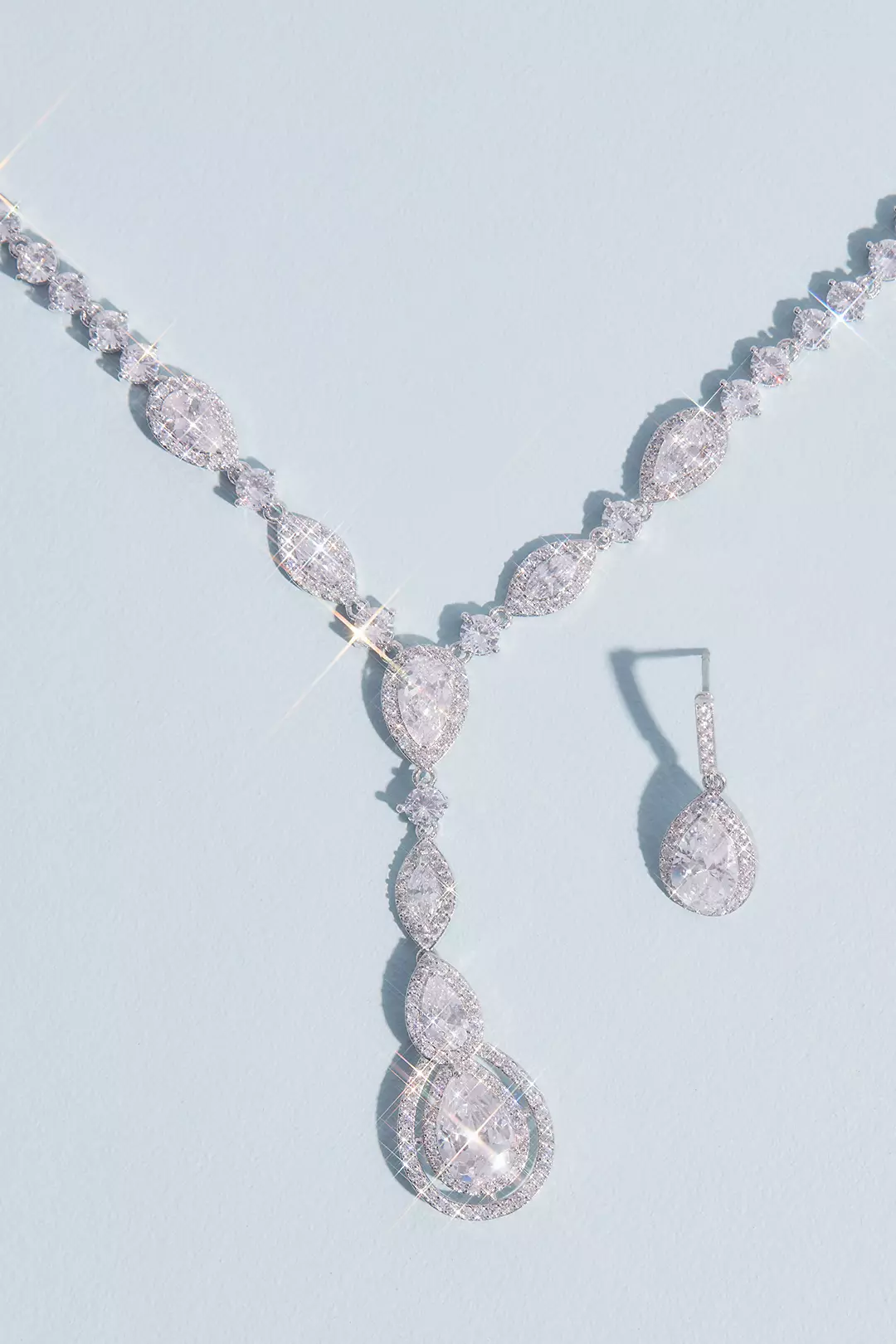 Teardrop Cut Pendant Necklace and Earring Set Image 2