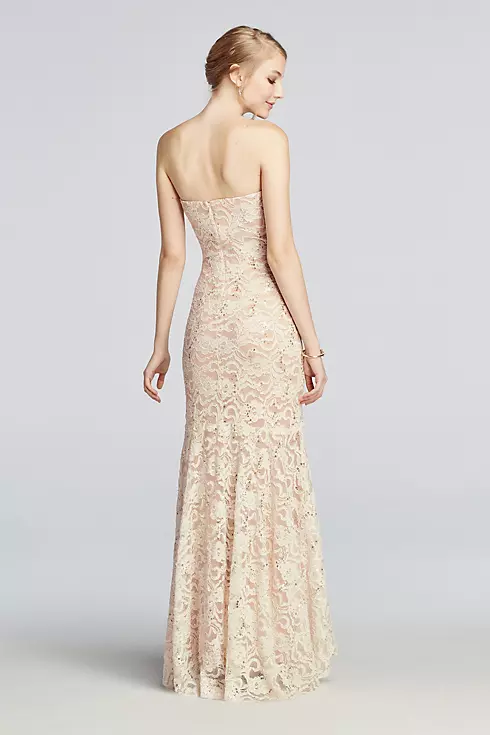 Strapless All Over Sequin Lace Prom Dress Image 2