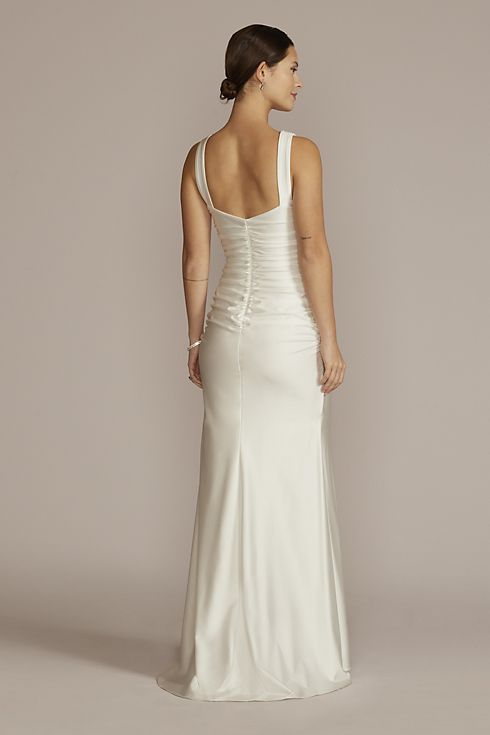Charmeuse Crossover Halter Ruched Wedding Gown Image 2