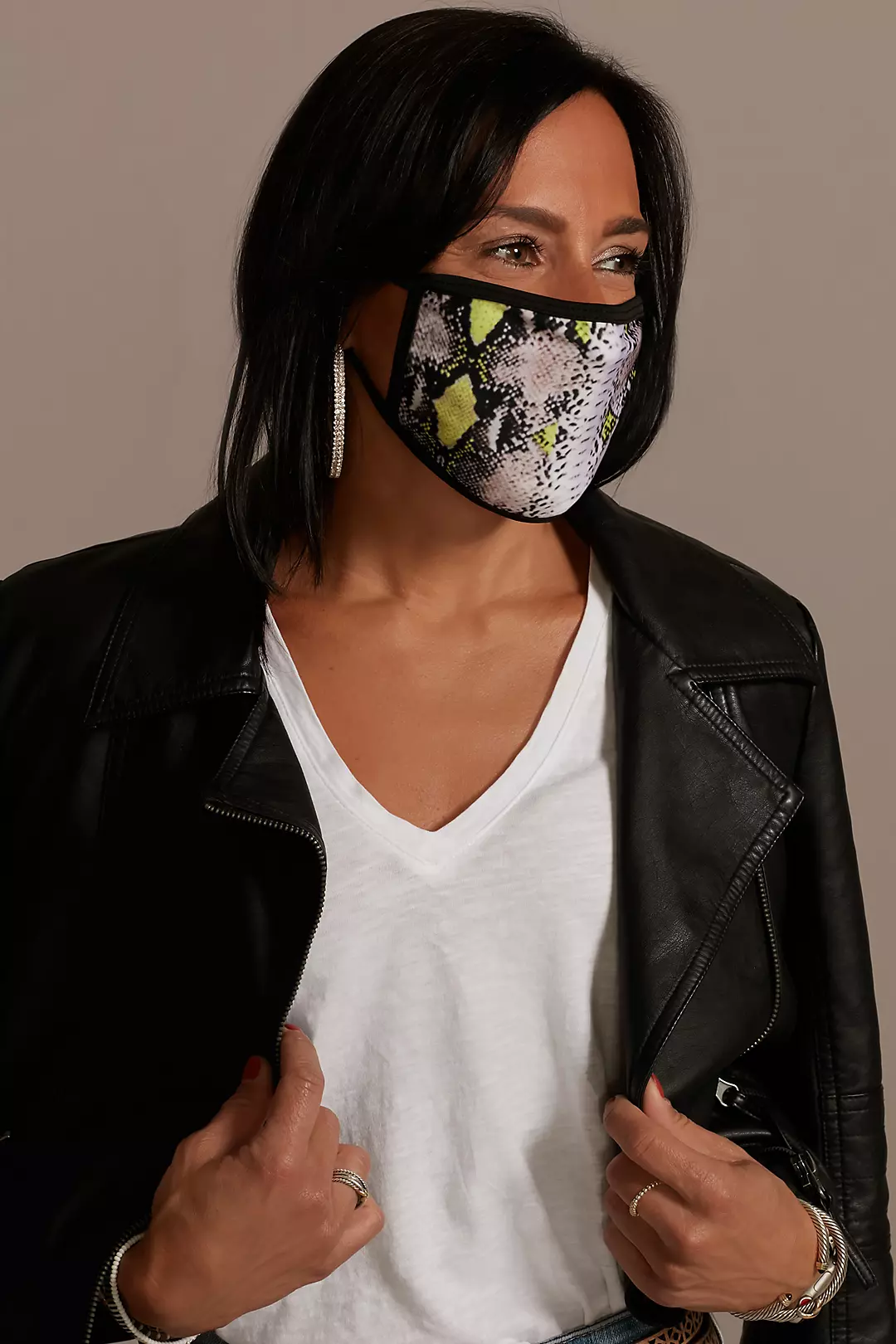 Snakeskin Face Mask with Neon Accents Image