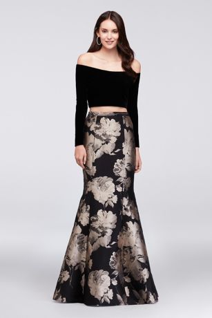 Velvet Crop Top and Brocade Mermaid Skirt Set | David's Bridal