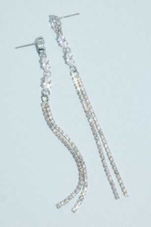 Cubic Zirconia Marquise Fringe Drop Earrings