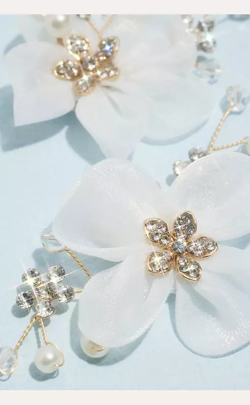 Chiffon Flowers with Crystals Shoe Clips