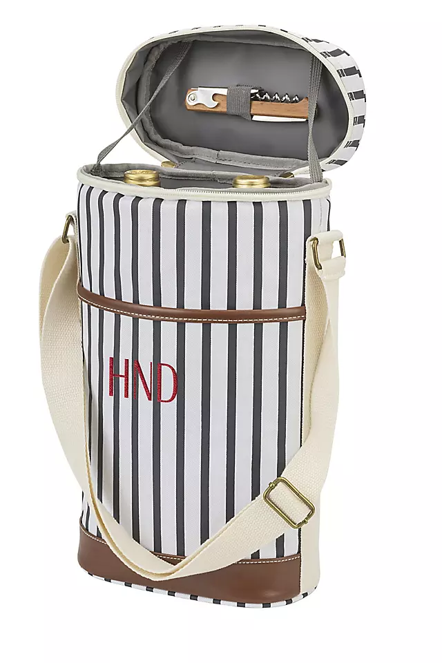 Personalized Striped Wine Cooler Image