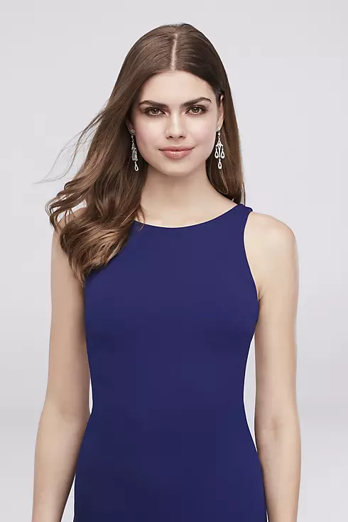 Crepe Tank Mermaid Gown with Low Back and Ruffles Image 3