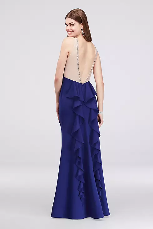 Crepe Tank Mermaid Gown with Low Back and Ruffles Image 2