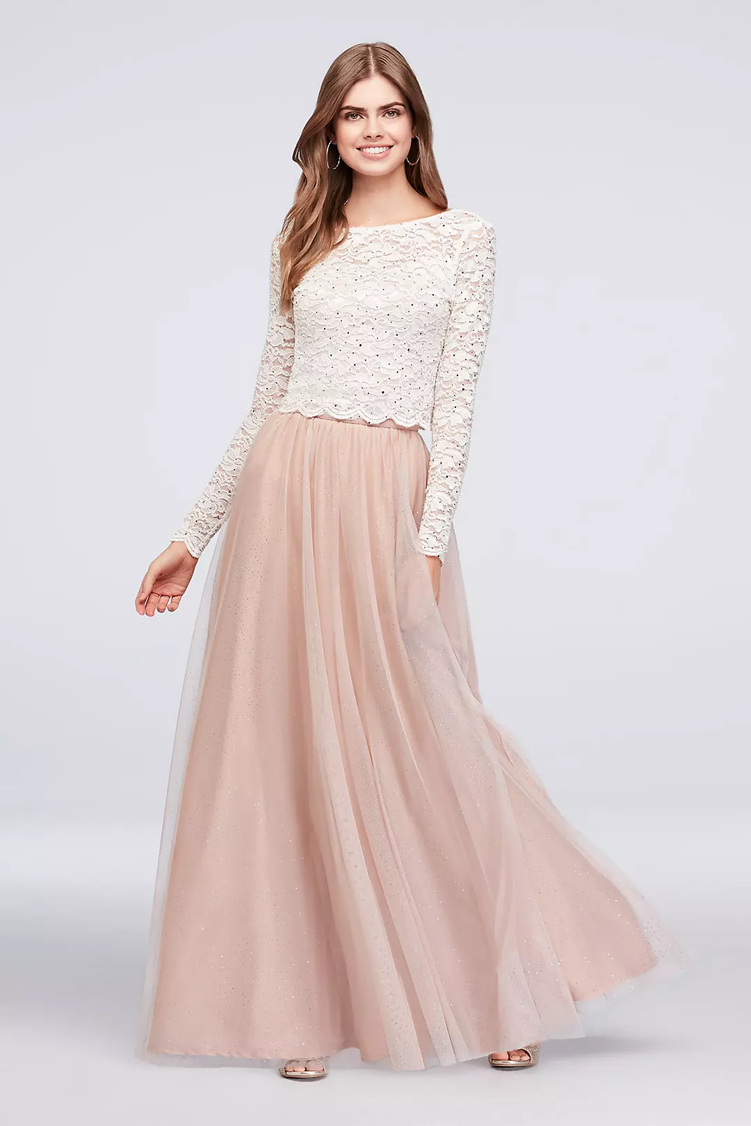 Dotted Glitter Lace Top and Tulle Skirt Set Image