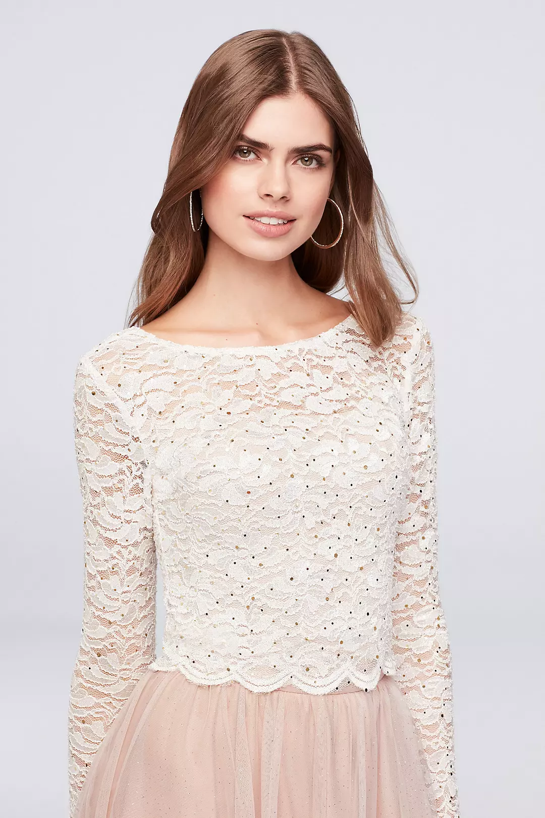 Dotted Glitter Lace Top and Tulle Skirt Set | David's Bridal Dotted Glitter Lace Top and Tulle Skirt Set | David's Bridal