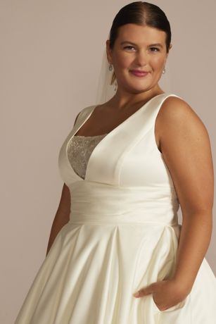 Satin Cummerbund Ball Gown Wedding Dress David's Bridal