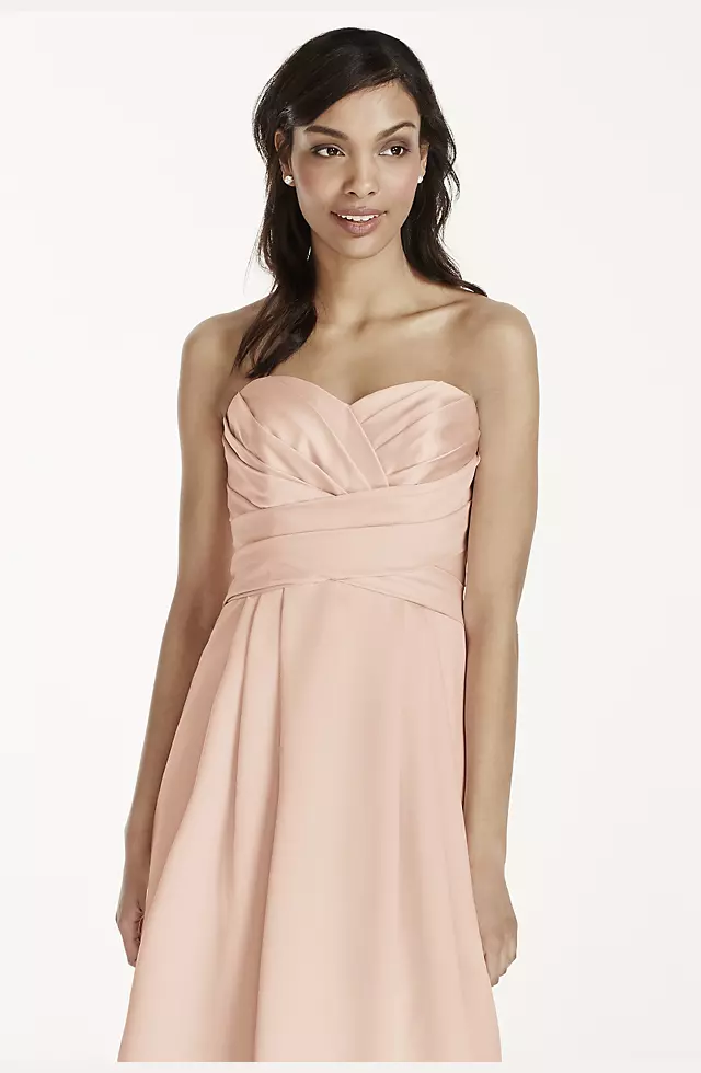 Strapless Satin Pleated Bodice Ball Gown Image 3