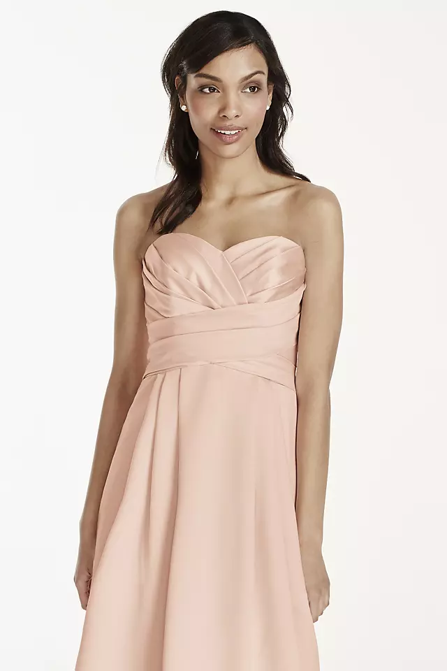 Strapless Satin Pleated Bodice Ball Gown Image 3