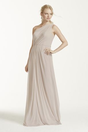 Extra Length Mesh Dress with One Shoulder Neckline | David's Bridal