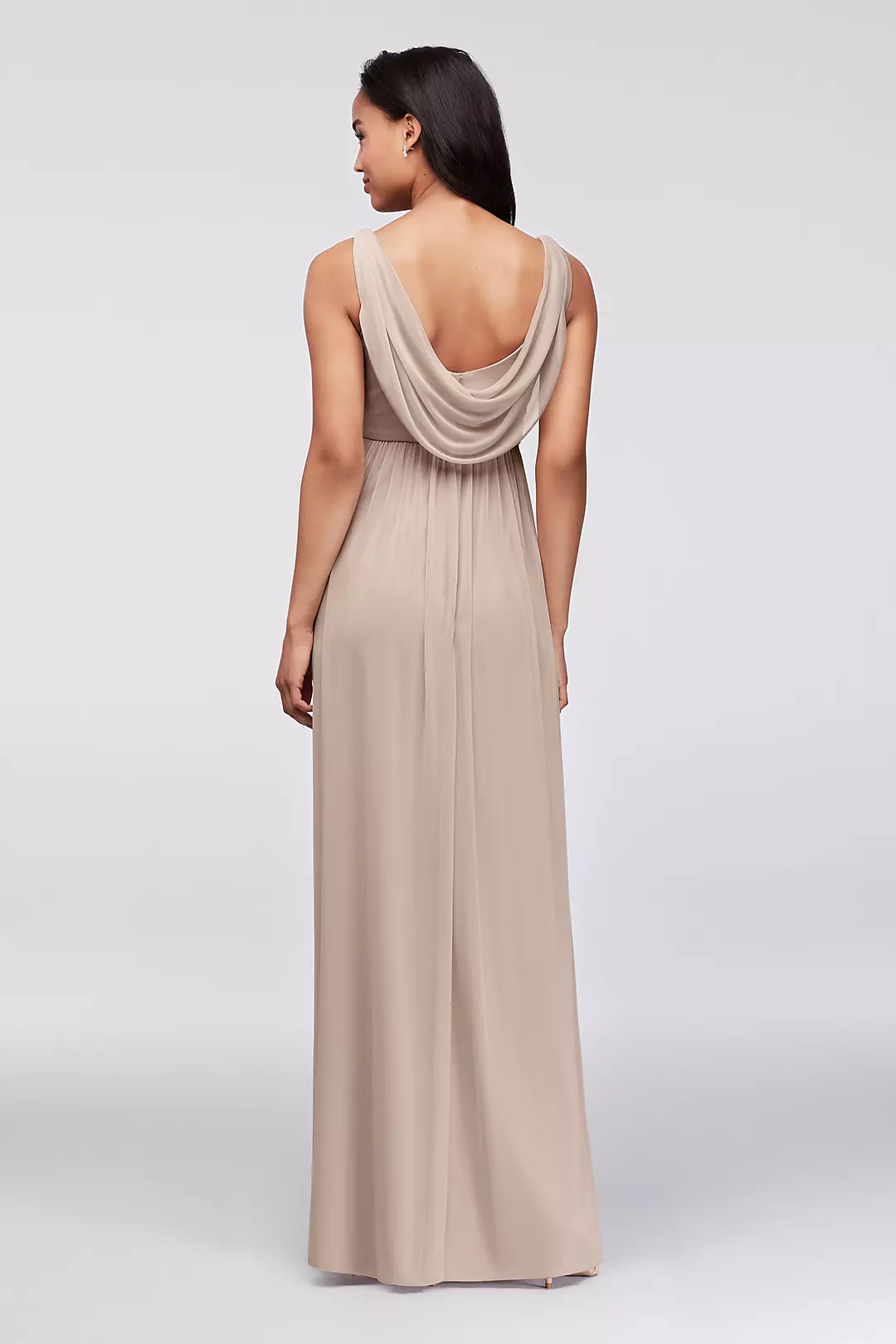 Long Dress with Mesh and Swooping Cowl Back Detail | David's Long Dress with Mesh and Swooping Cowl Back Detail | David's
