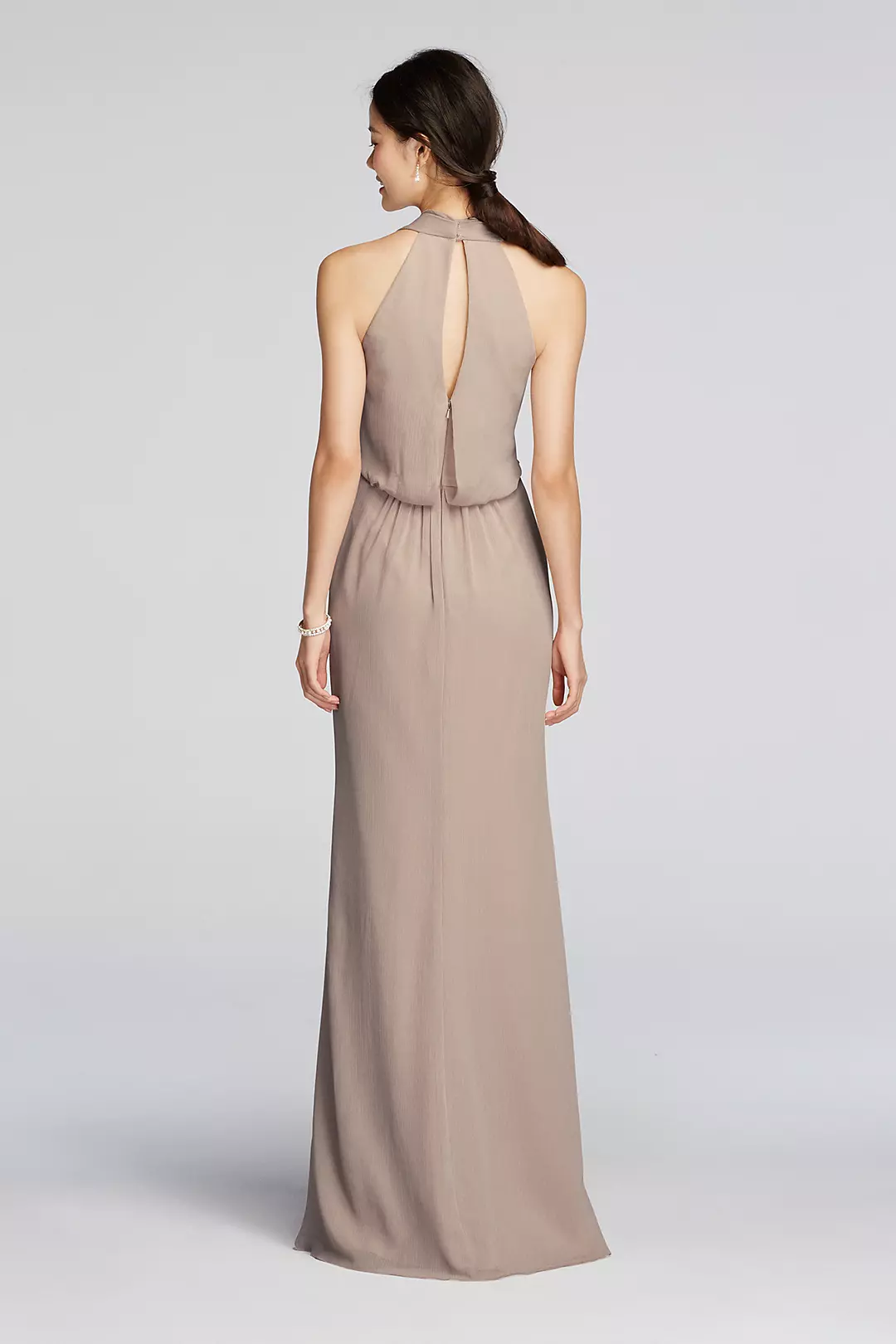 Long Chiffon Dress with Front Cowl Neckline Image 2