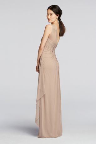 david's bridal mesh one shoulder