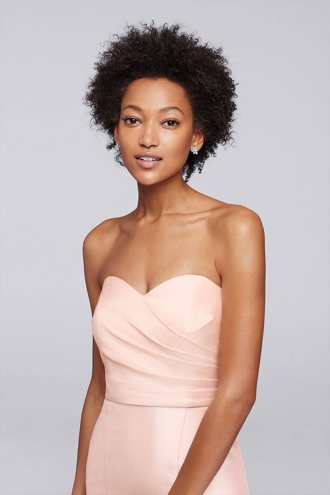 Structured Mikado Strapless Long Bridesmaid Dress Image 3