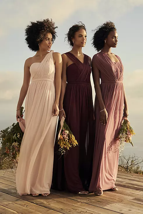 Style-Your-Way 6 Tie Long Mesh Bridesmaid Dress Image 7