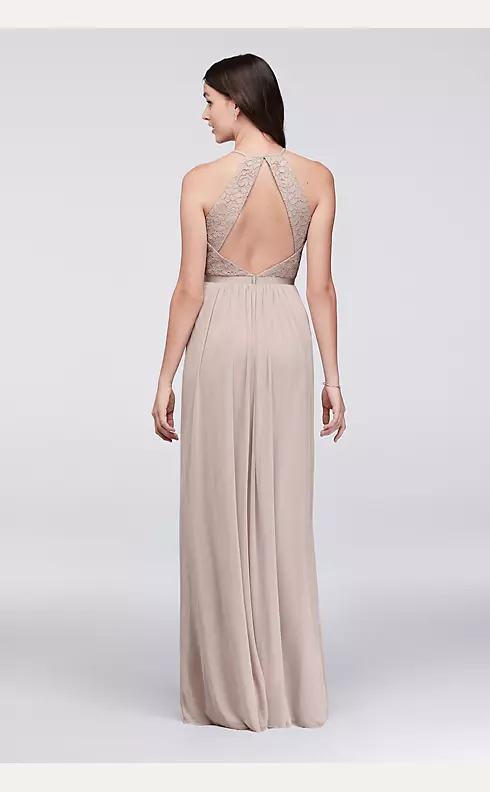 Open-Back Lace and Mesh Bridesmaid Dress Image 3