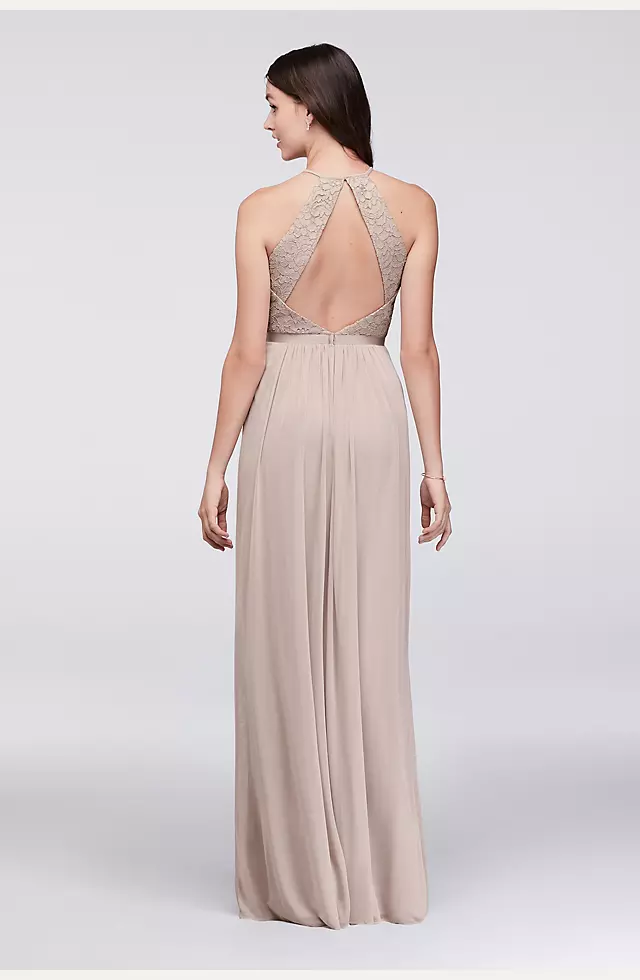 Open-Back Lace and Mesh Bridesmaid Dress Image 3