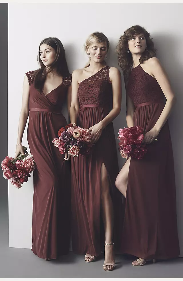 Open-Back Lace and Mesh Bridesmaid Dress Image 6