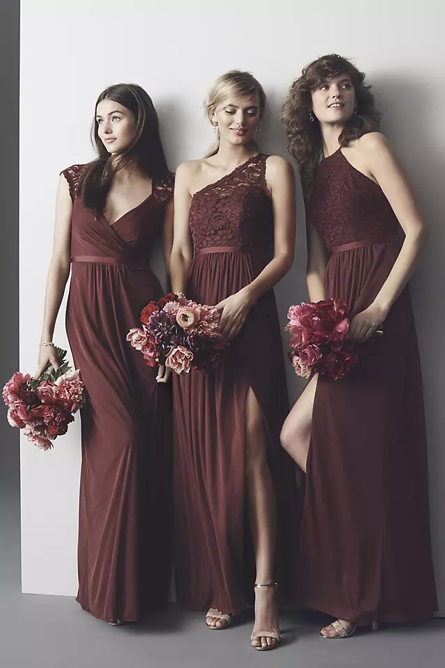 Open-Back Lace and Mesh Bridesmaid Dress Image 6