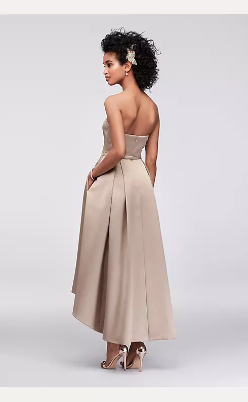 Strapless High-Low Bridesmaid Dress with Pockets Image 3